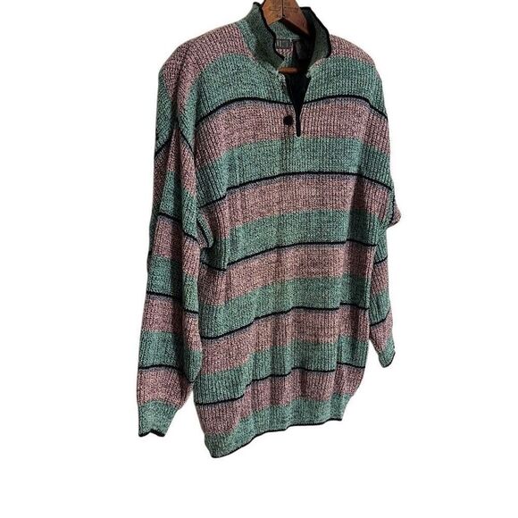 Vintage Gitano Knits Striped Colorblock Pastel Collared Sweater Multicolor Large - Picture 2 of 9